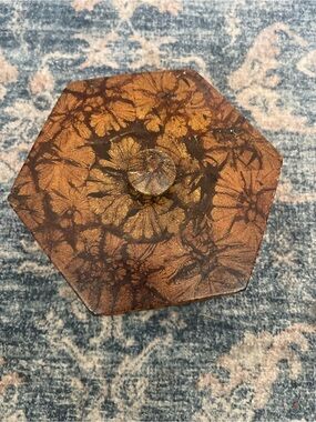 Moroccan thuya burl wood box octagonal jewelry Vintage